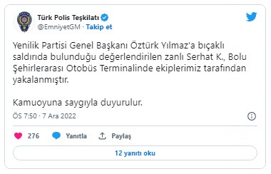 Yenilik Partisi Genel Başkanı Öztürk Yılmaz'a bıçaklı saldırı: EGM duyurdu! Saldırgan yakalandı